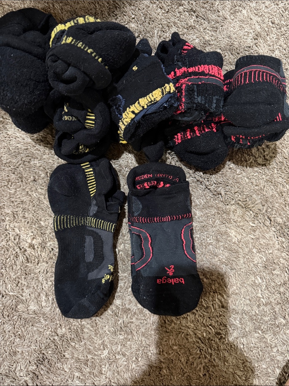 Women's Low-Cut Athletic No-Show Socks - Black with Red and Yellow Accents